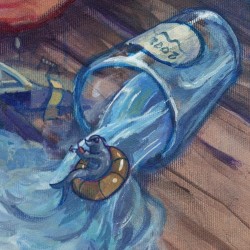 Labem proplouvá i lachtan Gaston - zde ještě s koktejlem a parapláčkem.